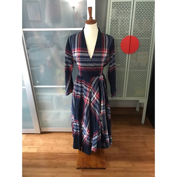 Anthropologie Dresses & Skirts - Anthro Isabella Sinclair Tartan Surplice Dress